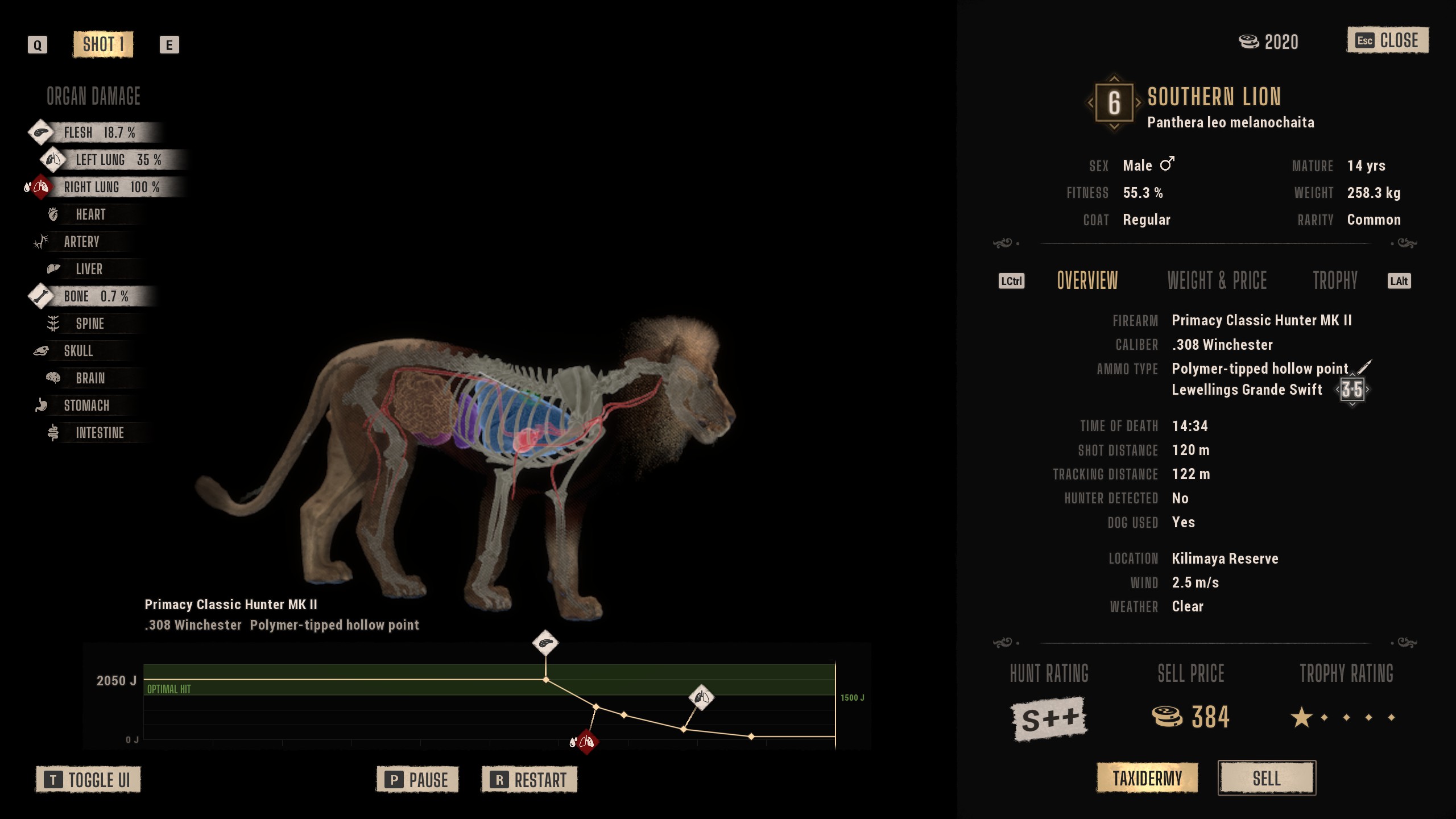 Way of the Hunter 2 claim screen with trophy details