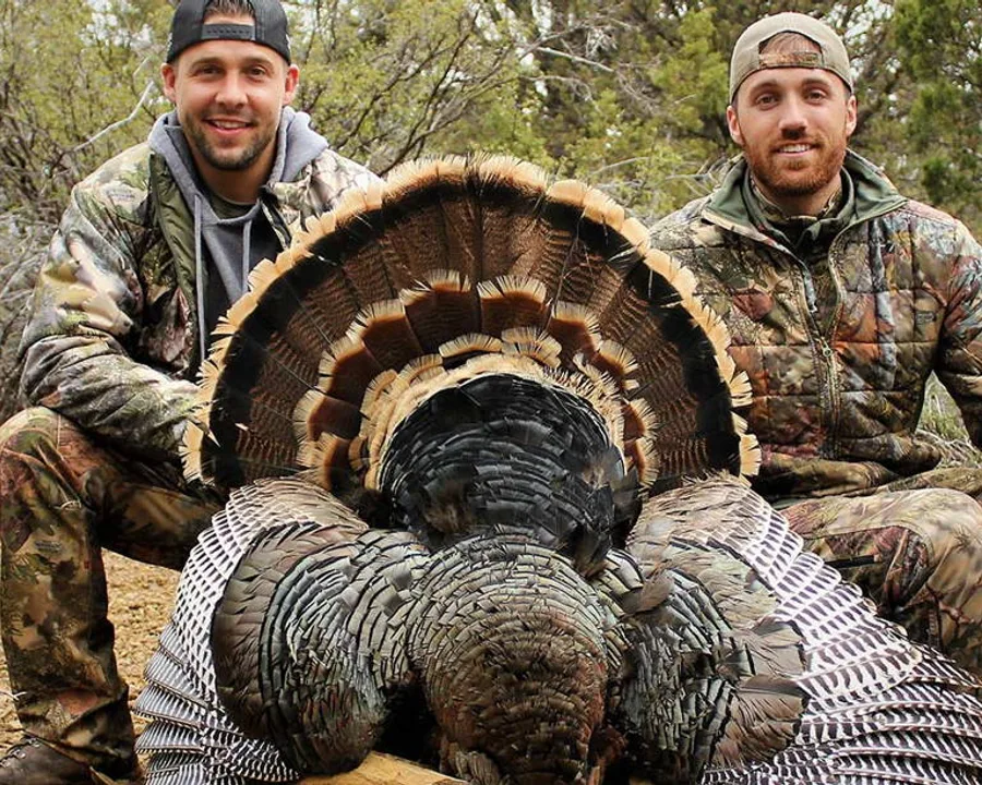 Two hunters wearing Kings Camo after a turkey hunt